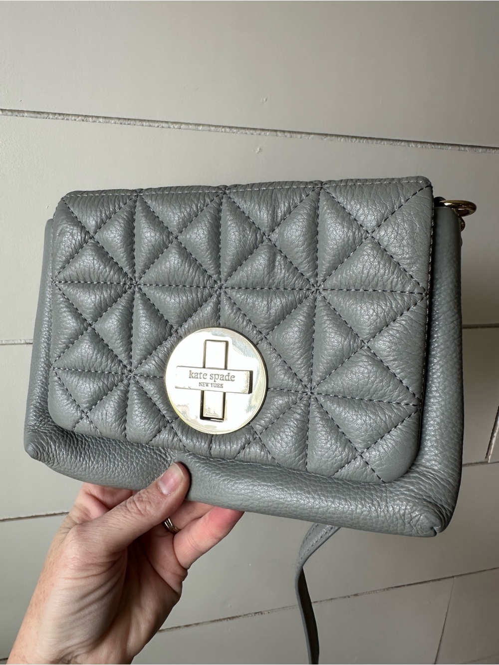 Kate Spade Gray Quilted crossbody purse